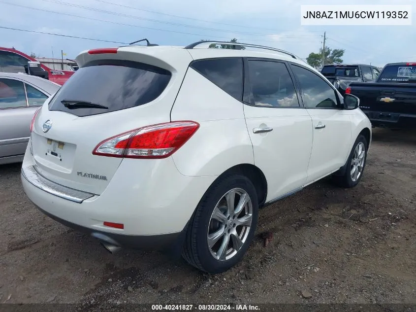 2012 Nissan Murano Le VIN: JN8AZ1MU6CW119352 Lot: 40241827