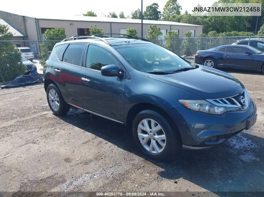 2012 Nissan Murano Sv VIN: JN8AZ1MW3CW212458 Lot: 40263778