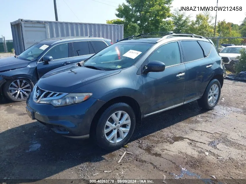 JN8AZ1MW3CW212458 2012 Nissan Murano Sv