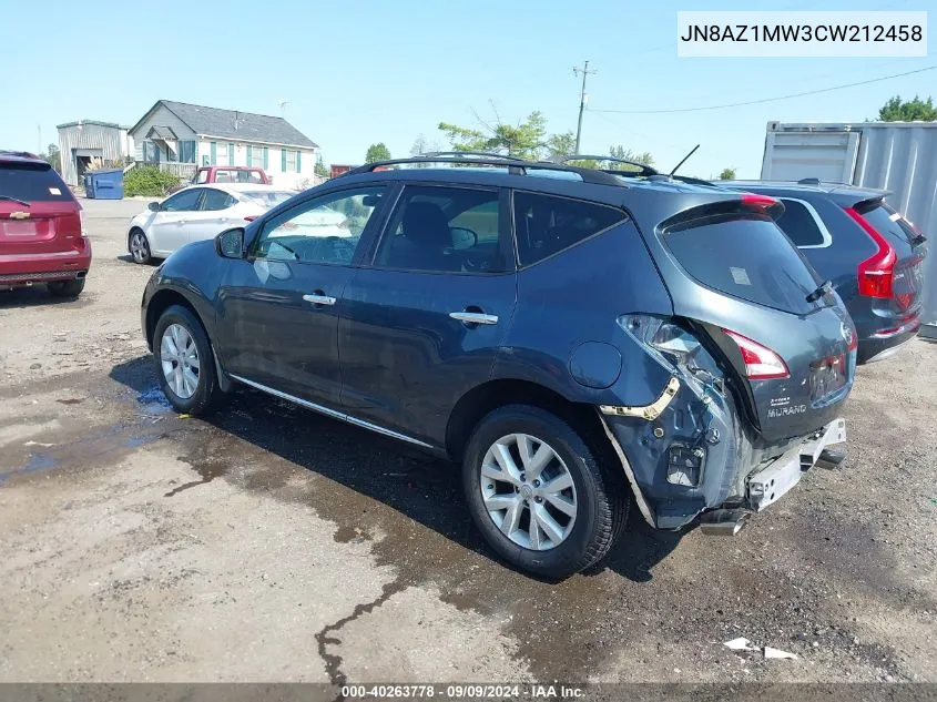 2012 Nissan Murano Sv VIN: JN8AZ1MW3CW212458 Lot: 40263778