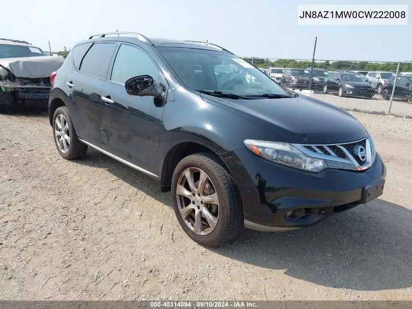 2012 Nissan Murano Le VIN: JN8AZ1MW0CW222008 Lot: 40314094