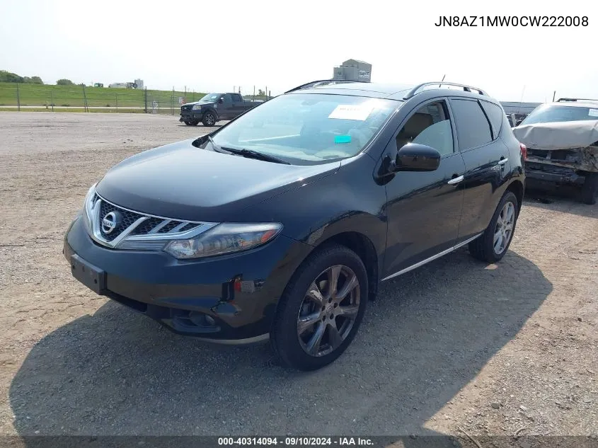 2012 Nissan Murano Le VIN: JN8AZ1MW0CW222008 Lot: 40314094