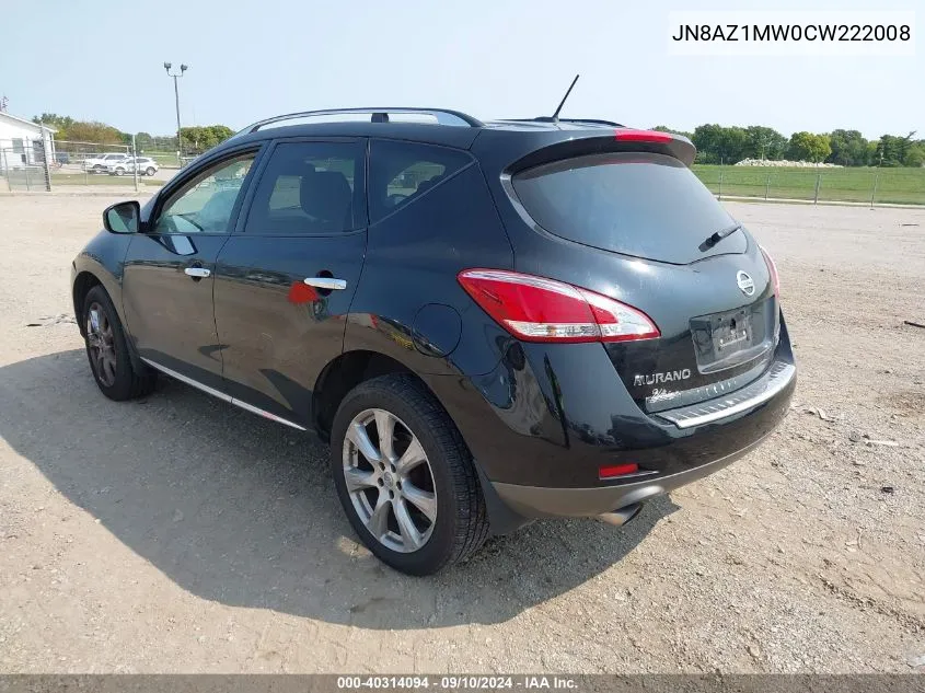 2012 Nissan Murano Le VIN: JN8AZ1MW0CW222008 Lot: 40314094