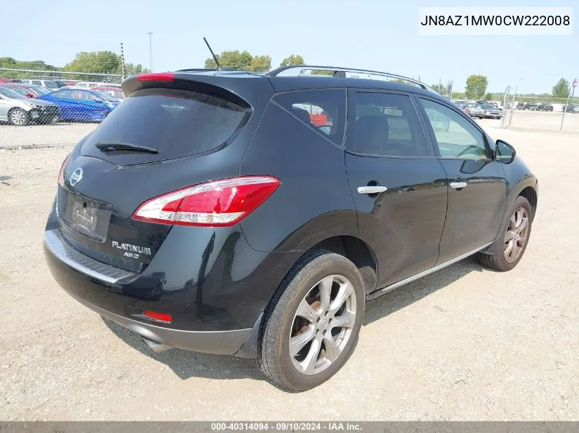 2012 Nissan Murano Le VIN: JN8AZ1MW0CW222008 Lot: 40314094