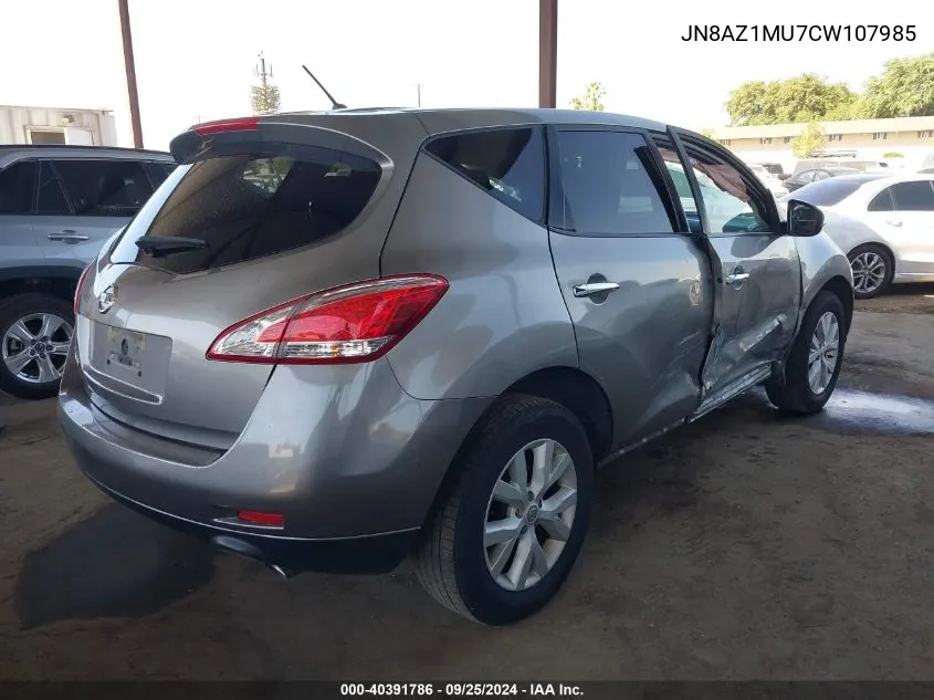 2012 Nissan Murano S VIN: JN8AZ1MU7CW107985 Lot: 40391786