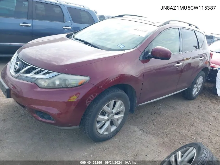 JN8AZ1MU5CW115387 2012 Nissan Murano Sl