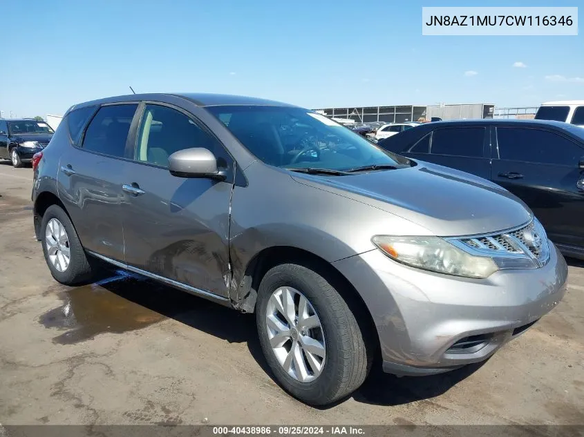 2012 Nissan Murano S VIN: JN8AZ1MU7CW116346 Lot: 40438986