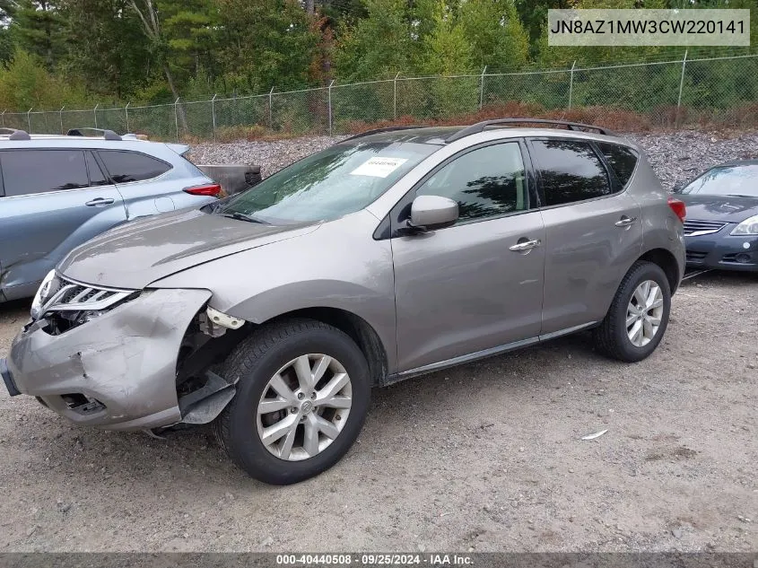 2012 Nissan Murano Sv VIN: JN8AZ1MW3CW220141 Lot: 40440508