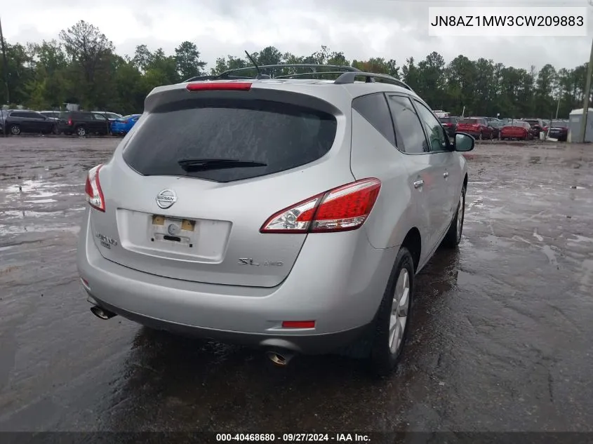 JN8AZ1MW3CW209883 2012 Nissan Murano Sl