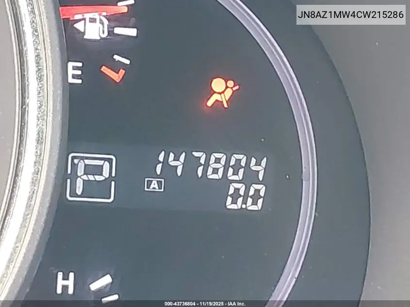 JN8AZ1MW4CW215286 2012 Nissan Murano Sl