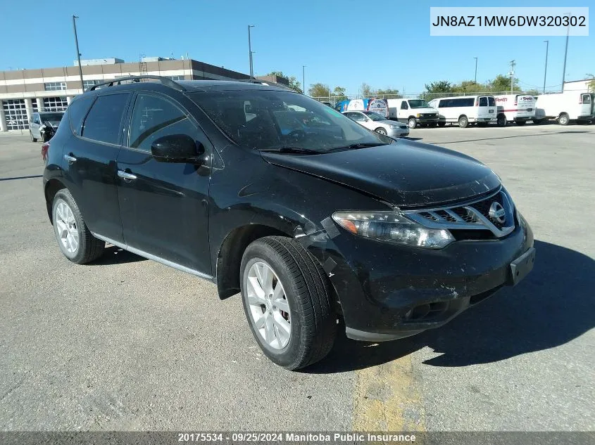 2013 Nissan Murano Sl VIN: JN8AZ1MW6DW320302 Lot: 20175534