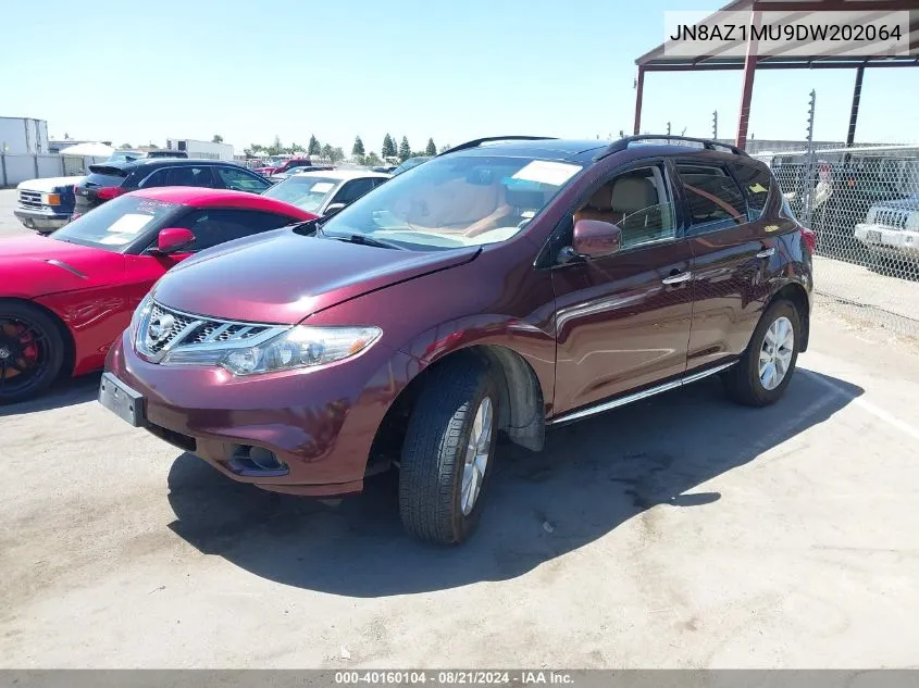 2013 Nissan Murano S/Sl/Le VIN: JN8AZ1MU9DW202064 Lot: 40160104