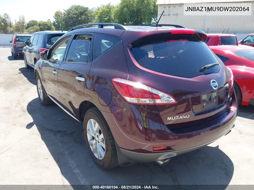 2013 Nissan Murano S/Sl/Le VIN: JN8AZ1MU9DW202064 Lot: 40160104