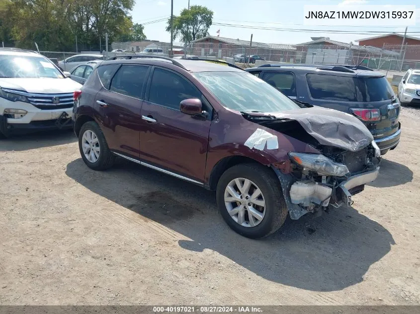 JN8AZ1MW2DW315937 2013 Nissan Murano Sv