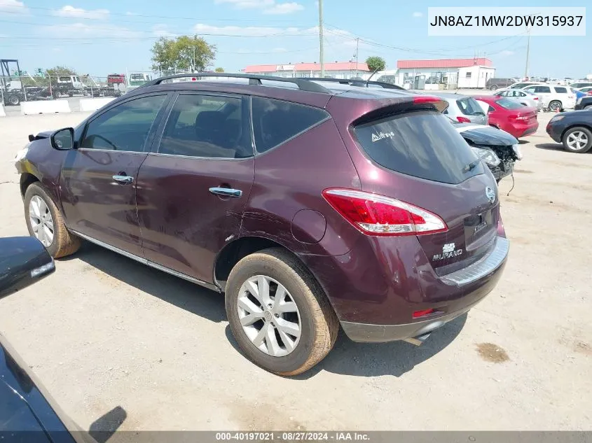 2013 Nissan Murano Sv VIN: JN8AZ1MW2DW315937 Lot: 40197021