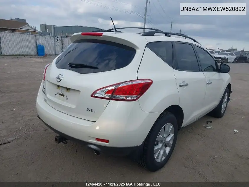 JN8AZ1MWXEW520892 2014 Nissan Murano S/Sl/Sv/Le