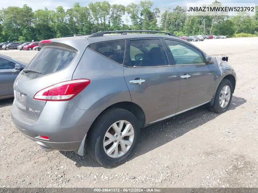 2014 Nissan Murano Sl VIN: JN8AZ1MWXEW523792 Lot: 39641372