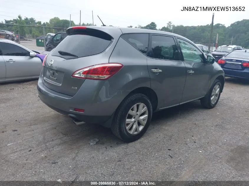 JN8AZ1MWXEW513652 2014 Nissan Murano Le/S/Sl/Sv