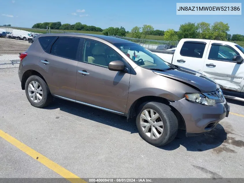 2014 Nissan Murano Le/S/Sl/Sv VIN: JN8AZ1MW0EW521386 Lot: 40009418