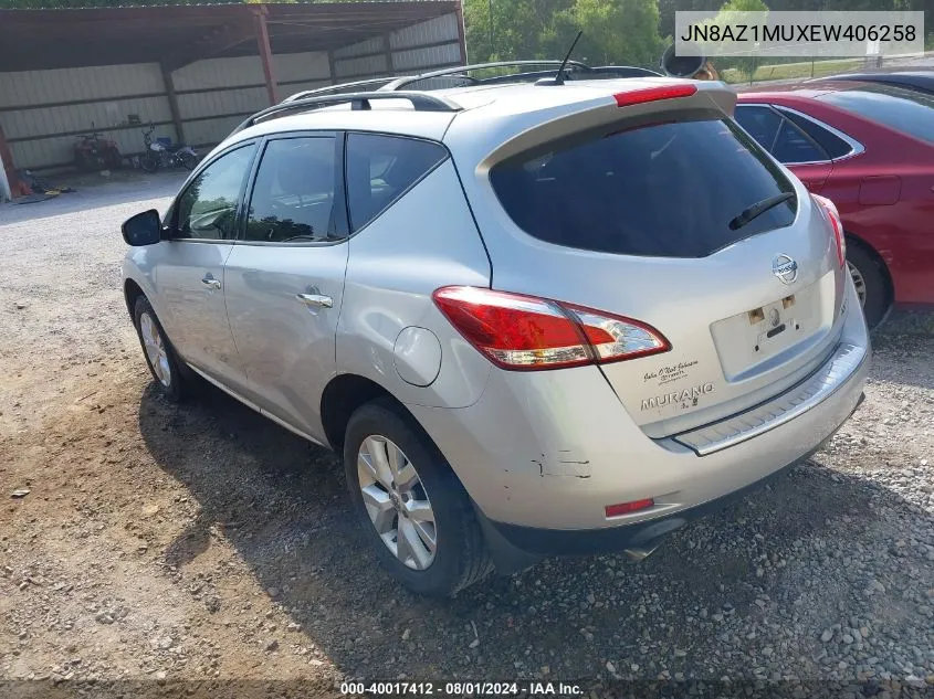 JN8AZ1MUXEW406258 2014 Nissan Murano Sv