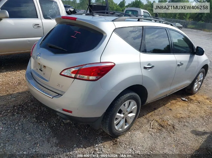 JN8AZ1MUXEW406258 2014 Nissan Murano Sv