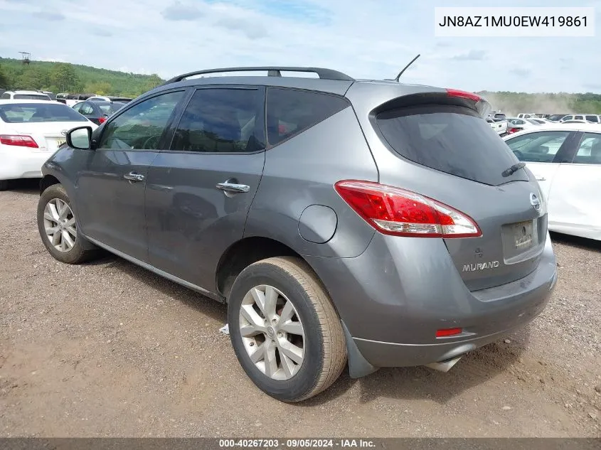 2014 Nissan Murano Sl VIN: JN8AZ1MU0EW419861 Lot: 40267203