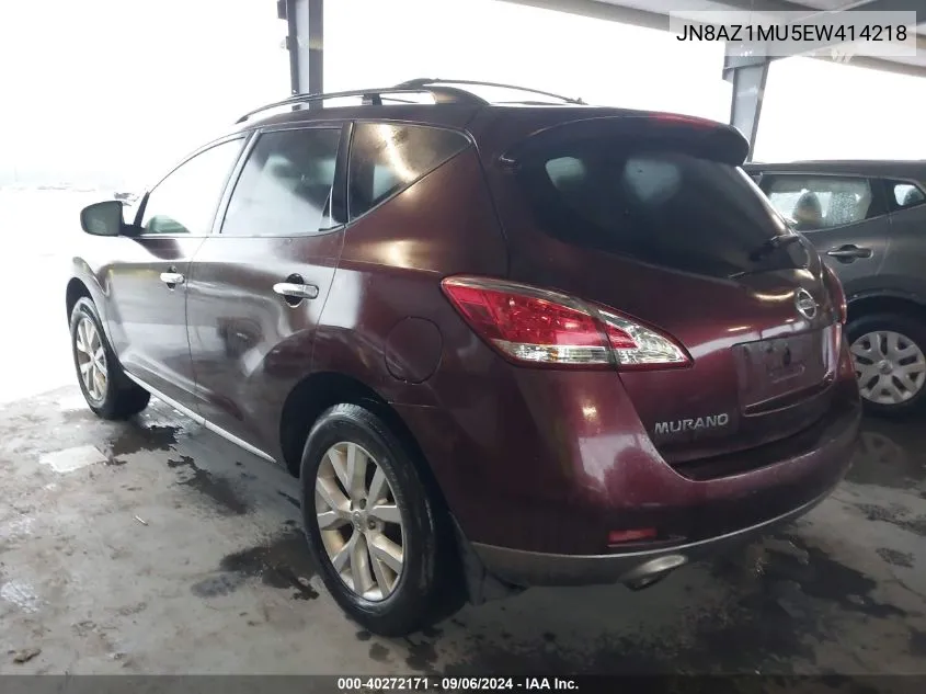 2014 Nissan Murano Sl VIN: JN8AZ1MU5EW414218 Lot: 40272171