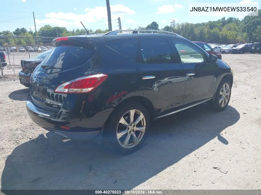 2014 Nissan Murano Le VIN: JN8AZ1MW0EW533540 Lot: 40275023