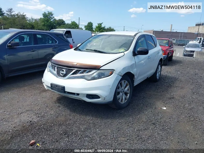 2014 Nissan Murano S VIN: JN8AZ1MW0EW504118 Lot: 40304927