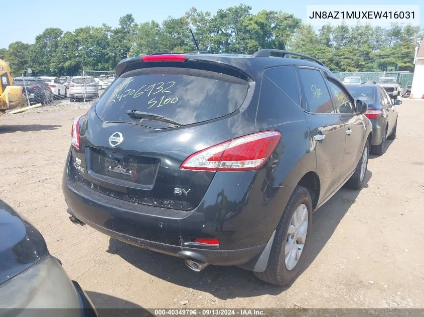 2014 Nissan Murano Sv VIN: JN8AZ1MUXEW416031 Lot: 40349796