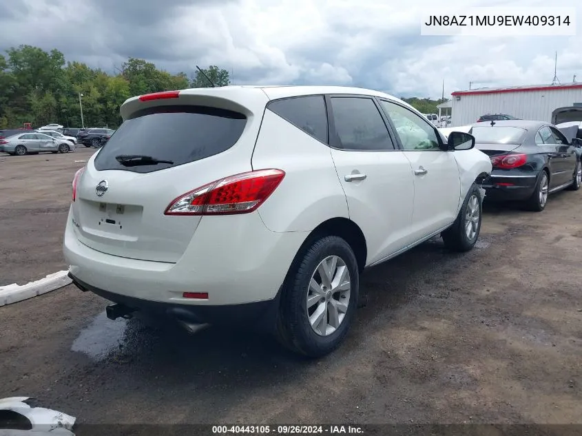 2014 Nissan Murano Le/S/Sl/Sv VIN: JN8AZ1MU9EW409314 Lot: 40443105