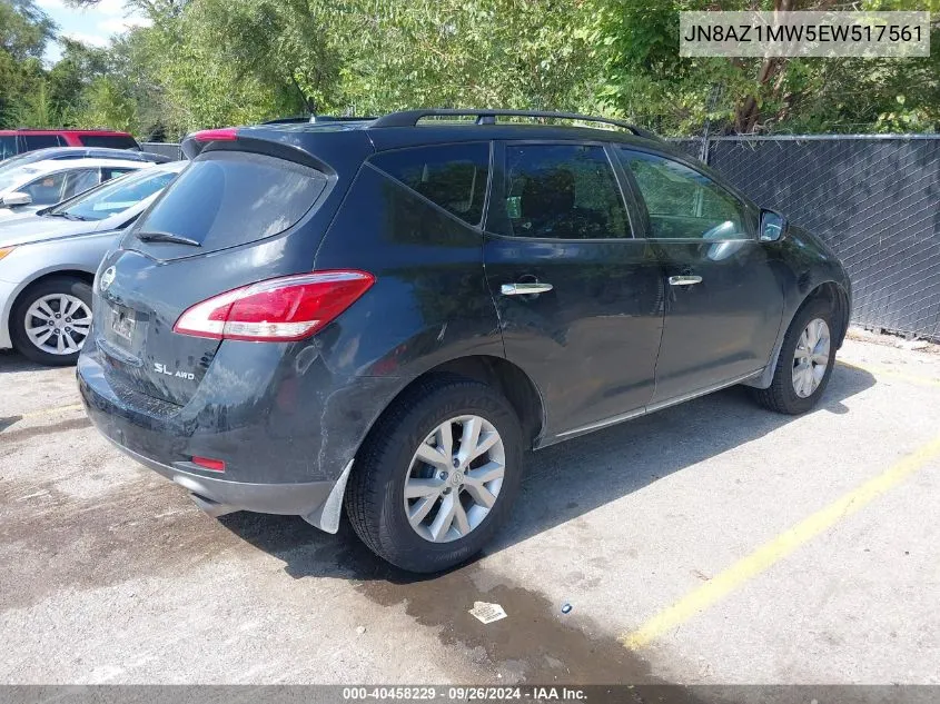 JN8AZ1MW5EW517561 2014 Nissan Murano Sl