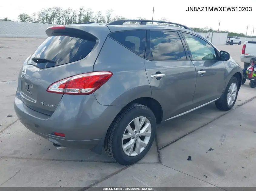 JN8AZ1MWXEW510203 2014 Nissan Murano Sl