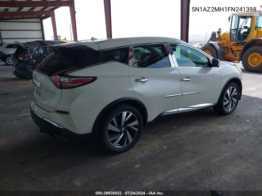 2015 Nissan Murano S/Sl/Sv/Platinum VIN: 5N1AZ2MH1FN241398 Lot: 39938022