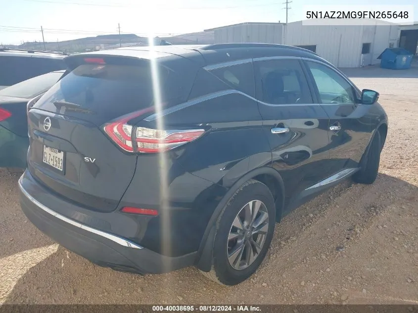 2015 Nissan Murano Sv VIN: 5N1AZ2MG9FN265648 Lot: 40038695