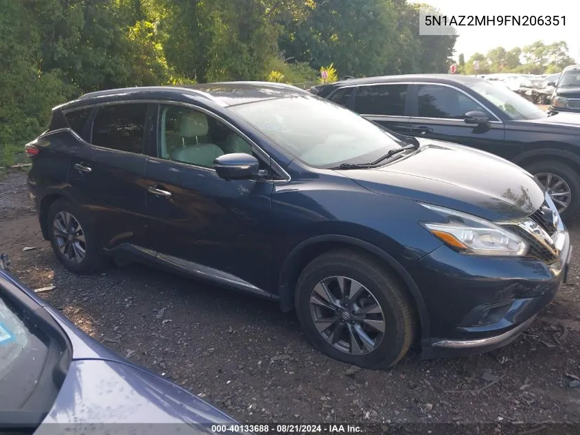 2015 Nissan Murano Sl VIN: 5N1AZ2MH9FN206351 Lot: 40133688