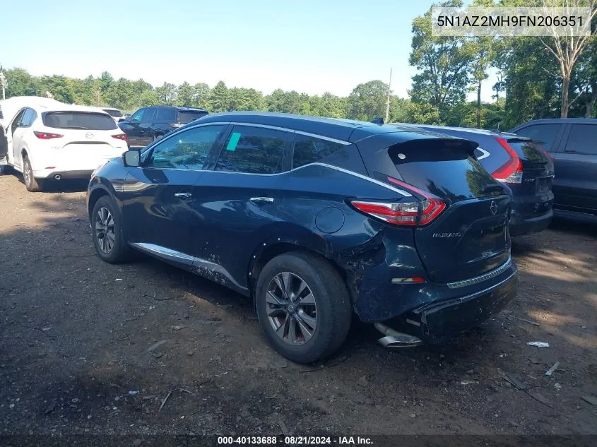 2015 Nissan Murano Sl VIN: 5N1AZ2MH9FN206351 Lot: 40133688