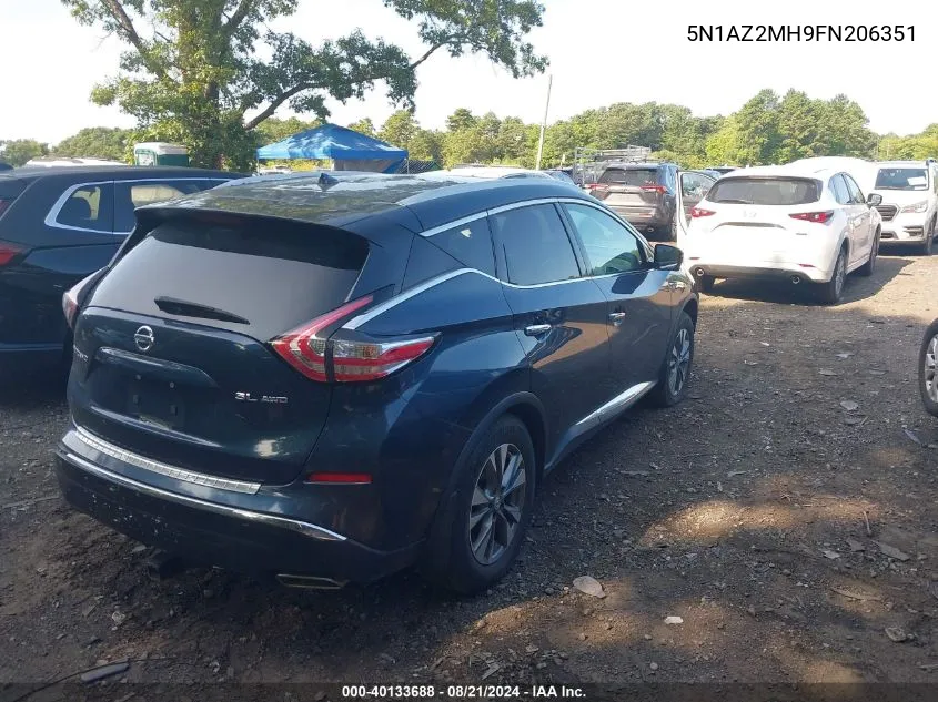 2015 Nissan Murano Sl VIN: 5N1AZ2MH9FN206351 Lot: 40133688