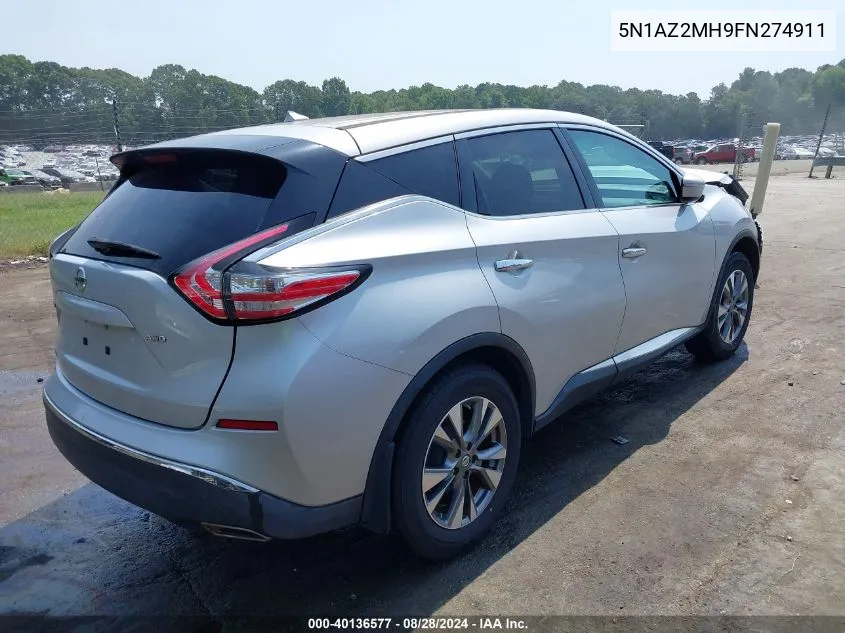 5N1AZ2MH9FN274911 2015 Nissan Murano S