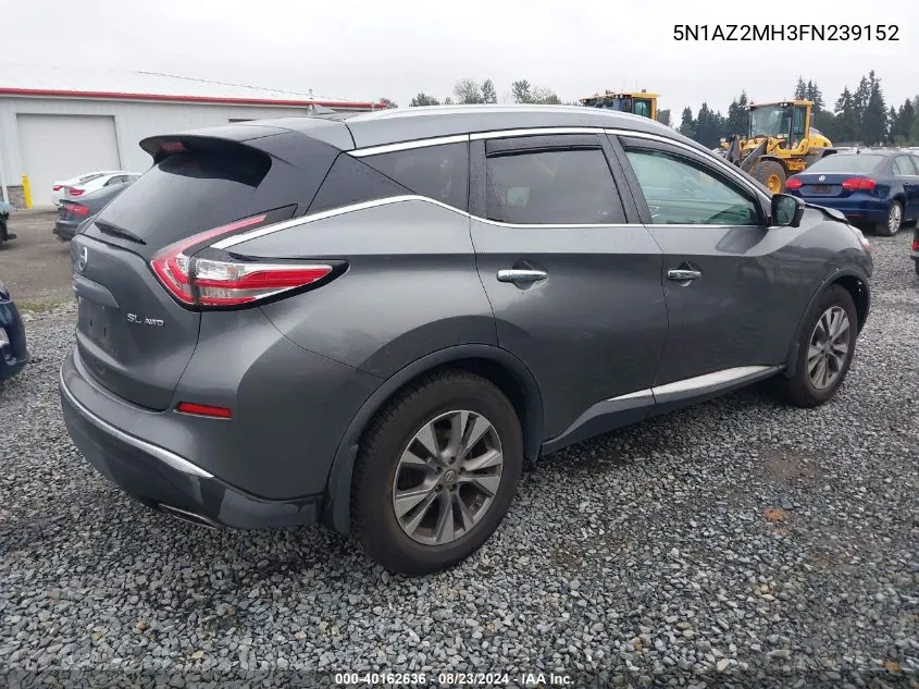 2015 Nissan Murano Sl VIN: 5N1AZ2MH3FN239152 Lot: 40162636