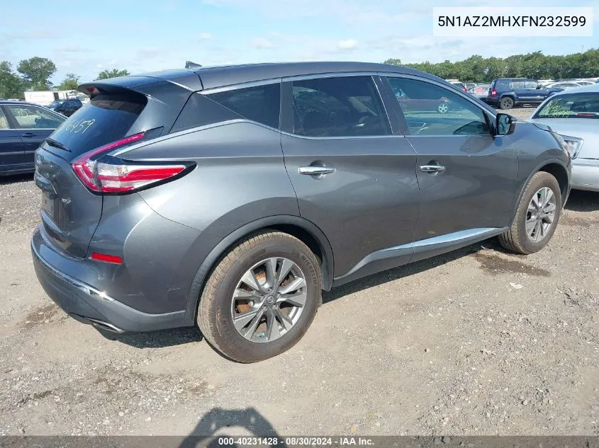 2015 Nissan Murano S VIN: 5N1AZ2MHXFN232599 Lot: 40231428