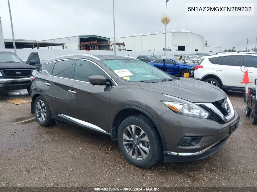 2015 Nissan Murano Sl VIN: 5N1AZ2MGXFN289232 Lot: 40239075