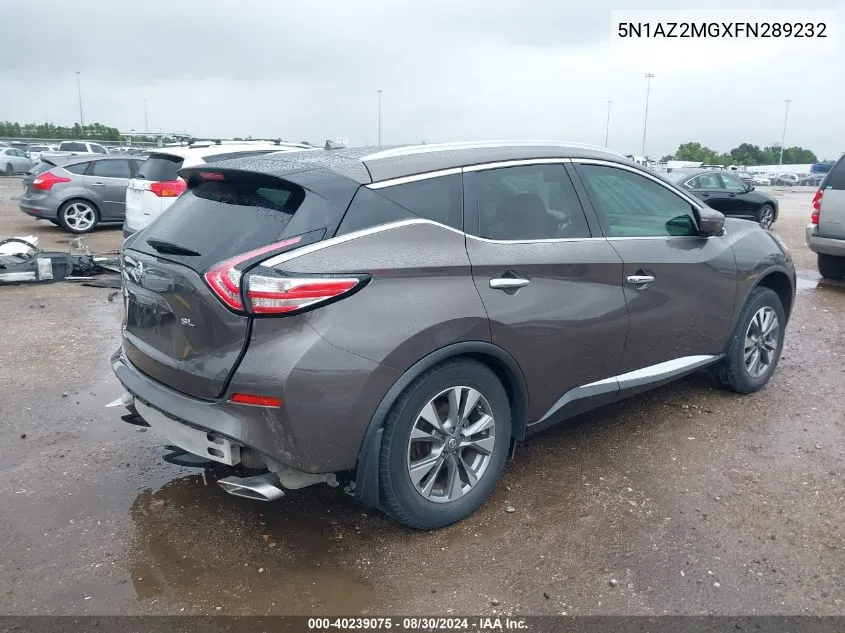 2015 Nissan Murano Sl VIN: 5N1AZ2MGXFN289232 Lot: 40239075