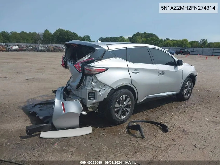 5N1AZ2MH2FN274314 2015 Nissan Murano S