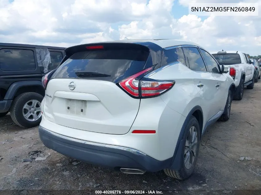 2015 Nissan Murano S VIN: 5N1AZ2MG5FN260849 Lot: 40285776