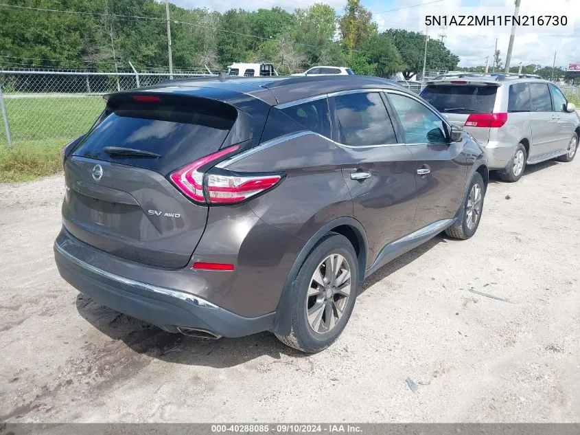 2015 Nissan Murano Sv VIN: 5N1AZ2MH1FN216730 Lot: 40288085