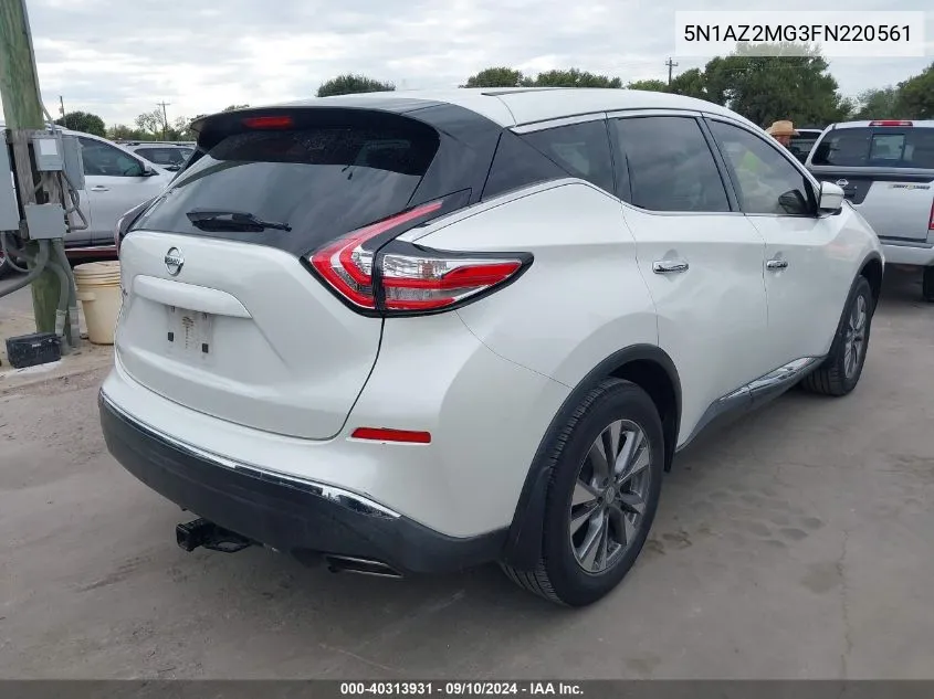 2015 Nissan Murano S VIN: 5N1AZ2MG3FN220561 Lot: 40313931