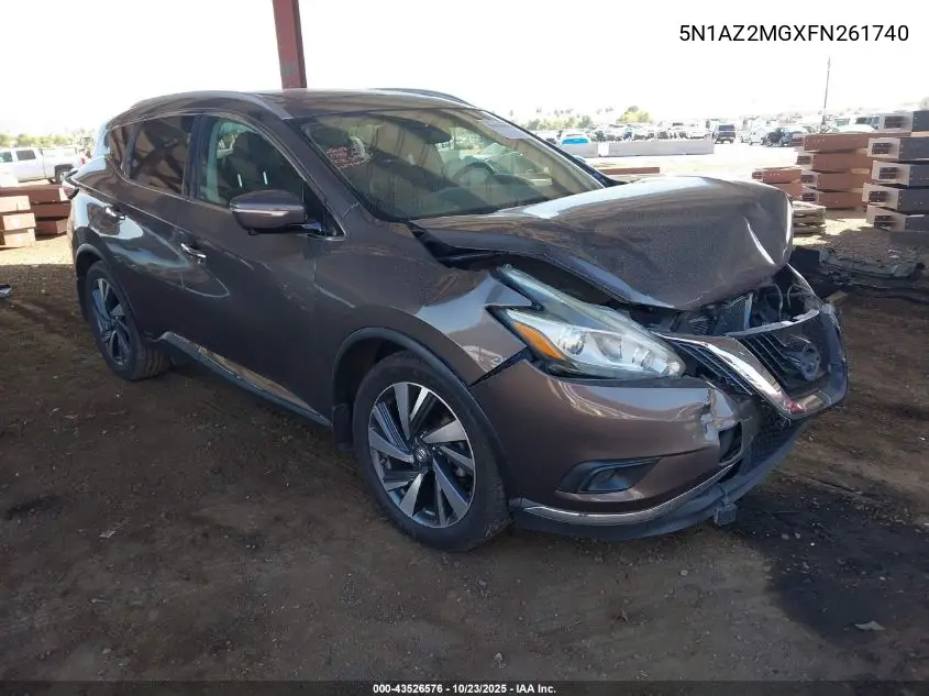 5N1AZ2MGXFN261740 2015 Nissan Murano Platinum