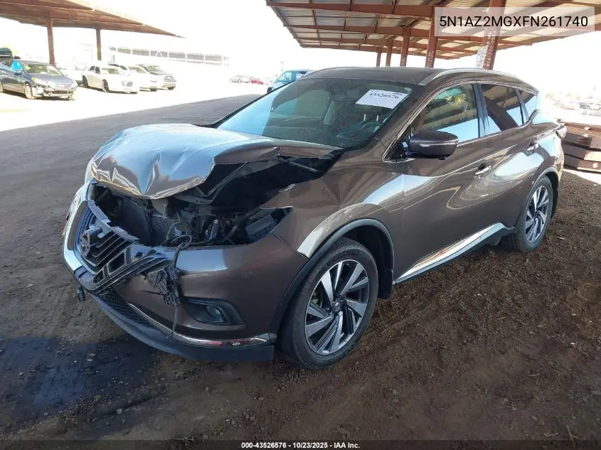 5N1AZ2MGXFN261740 2015 Nissan Murano Platinum