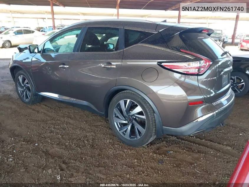 5N1AZ2MGXFN261740 2015 Nissan Murano Platinum